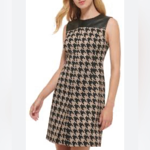 Tommy Hilfiger Dresses & Skirts - Tommy Hilfiger Houndstooth Faux Leather Retro Dress
